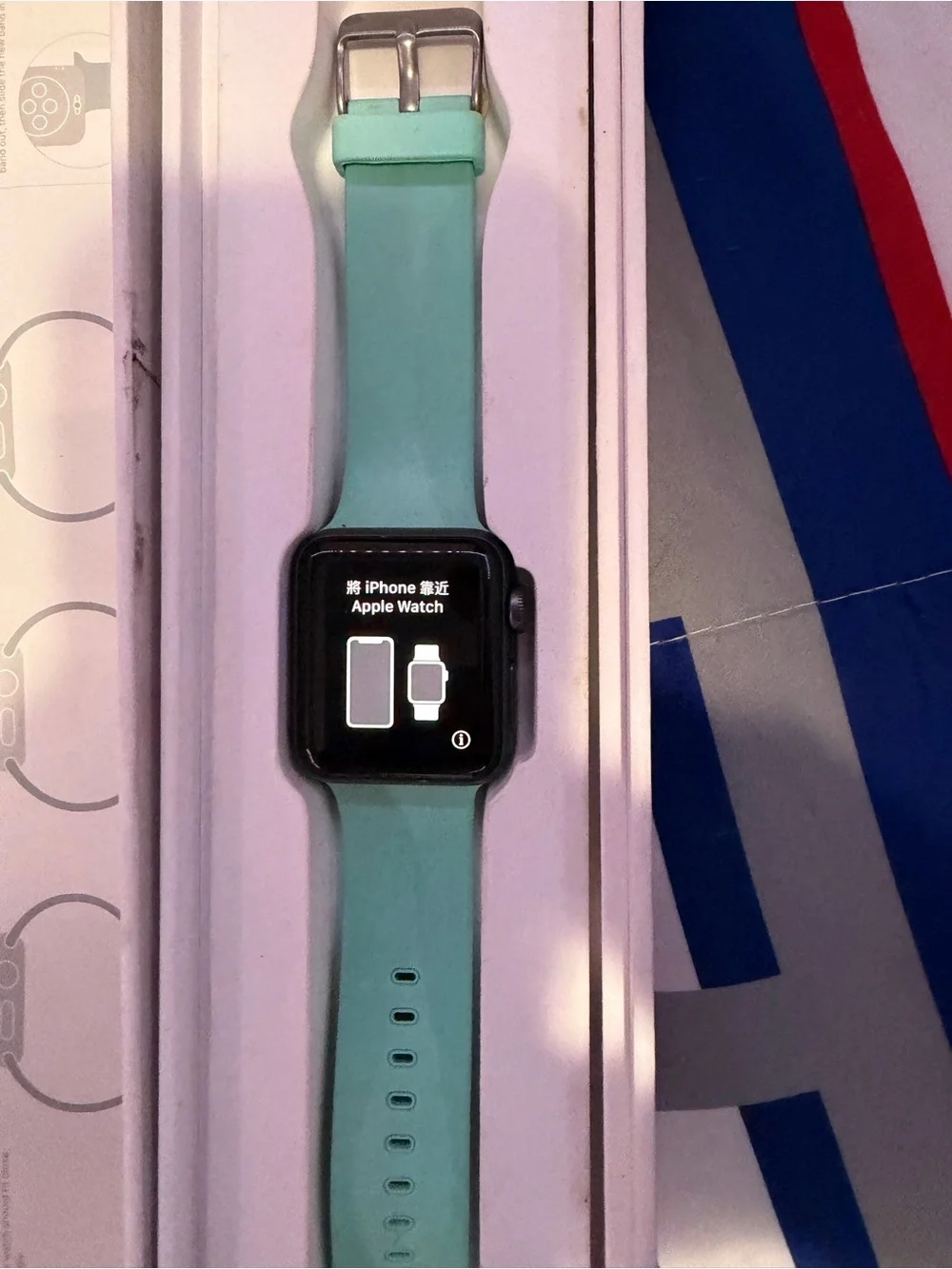 Apple Smartwatch with Mint Teal Sport Band(series 2)